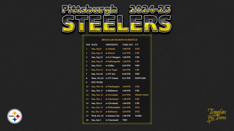 Anticipated Pittsburgh Steelers 2025 Schedule And Key Matchups Anticipated Pittsburgh Steelers 2025 Schedule And Key Matchups