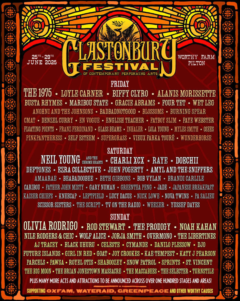 Confirmed Glastonbury 2025 Acts: Olivia Rodrigo, The 1975 And Music Legends Confirmed Glastonbury 2025 Acts: Olivia Rodrigo, The 1975 And Music Legends