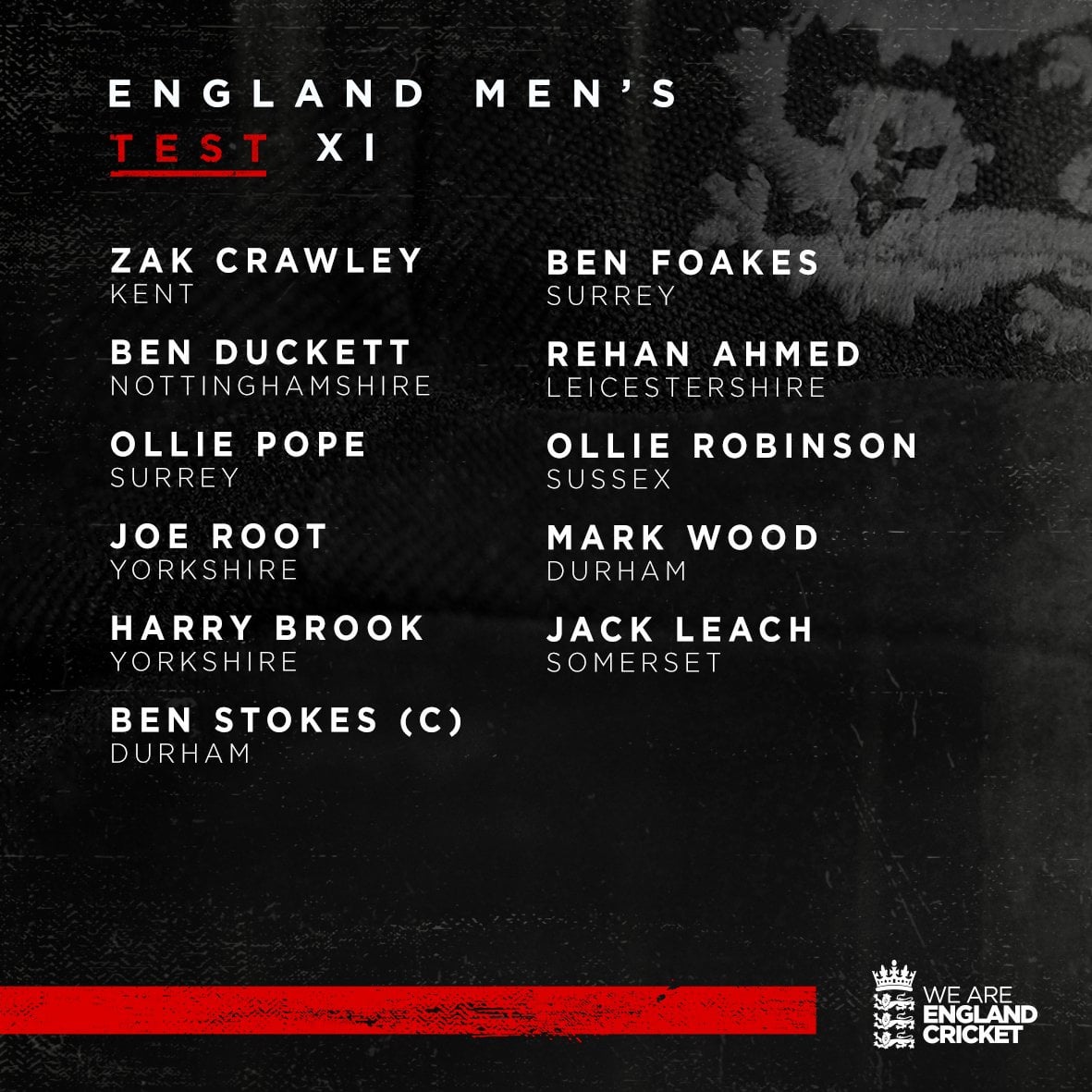 England Names XI For First Test Against Zimbabwe England Names XI For First Test Against Zimbabwe