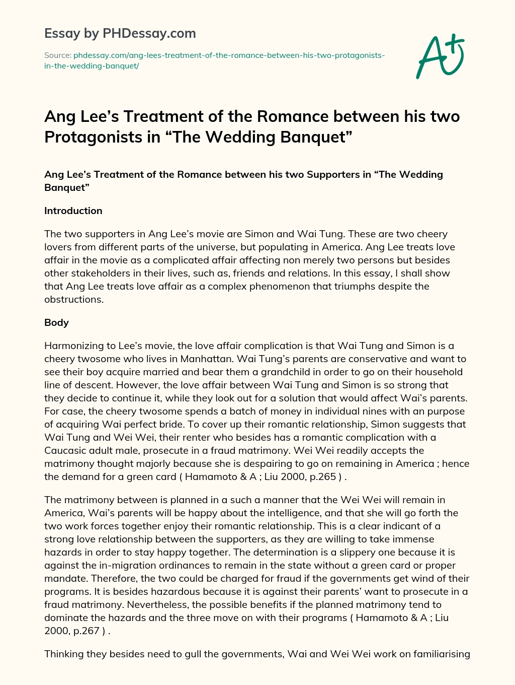 Exploring Queer Love And Cultural Conflict In Ang Lee's The Wedding Banquet Exploring Queer Love And Cultural Conflict In Ang Lee's The Wedding Banquet
