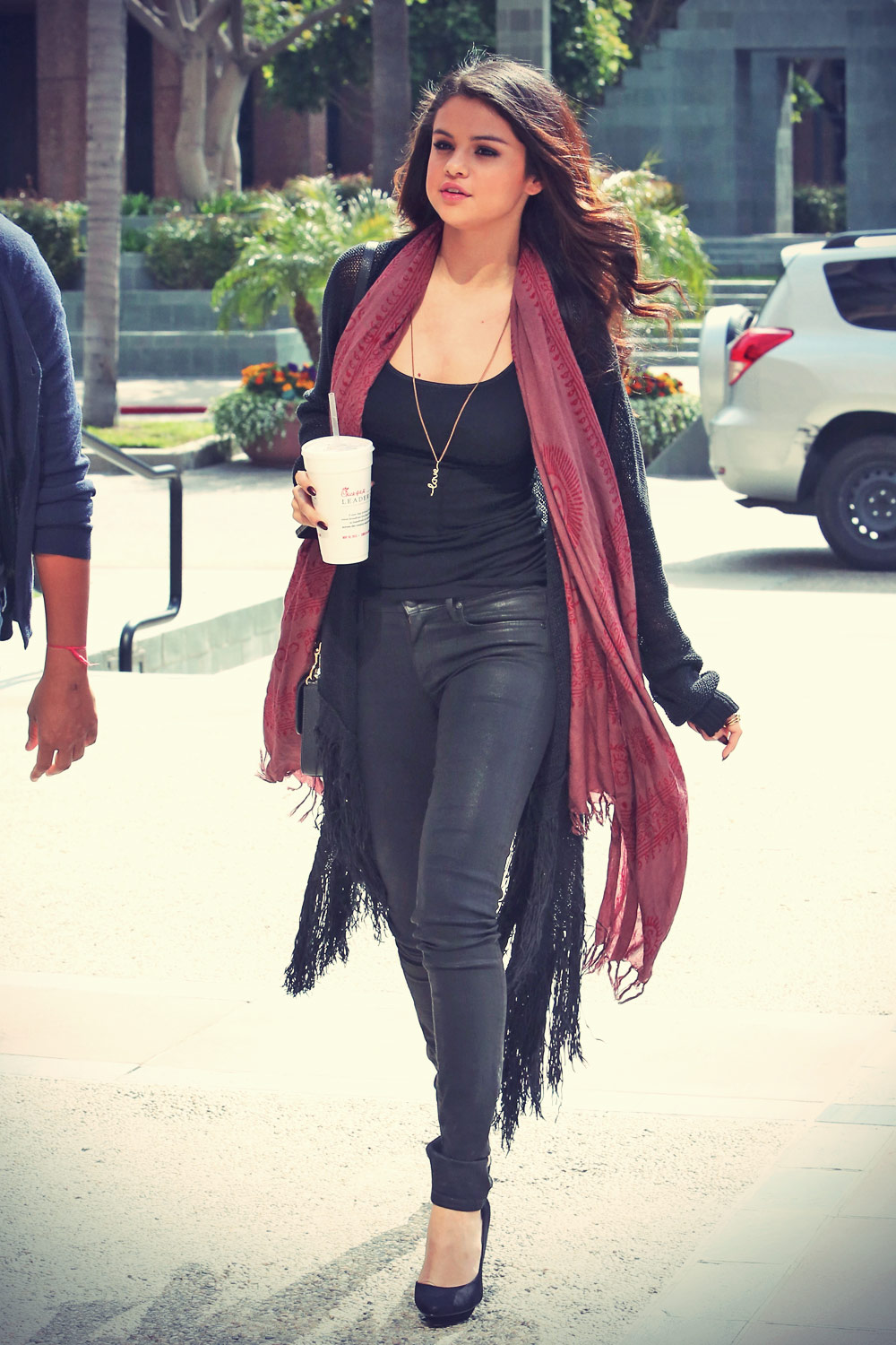 Hot Leather Dress And Boots: Selena Gomez's Chic New Look Hot Leather Dress And Boots: Selena Gomez's Chic New Look