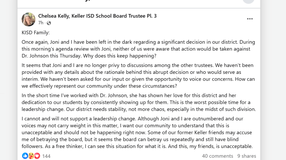 Keller ISD Split: Threat To Community Progress And Unity Keller ISD Split: Threat To Community Progress And Unity