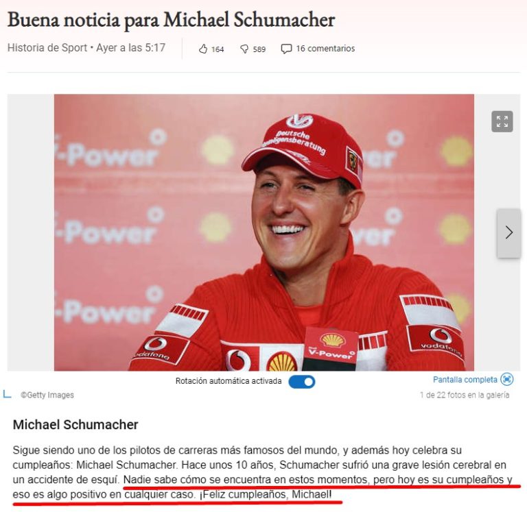 La Buena Noticia De Michael Schumacher Que Conmocionó Al Mundo La Buena Noticia De Michael Schumacher Que Conmocionó Al Mundo