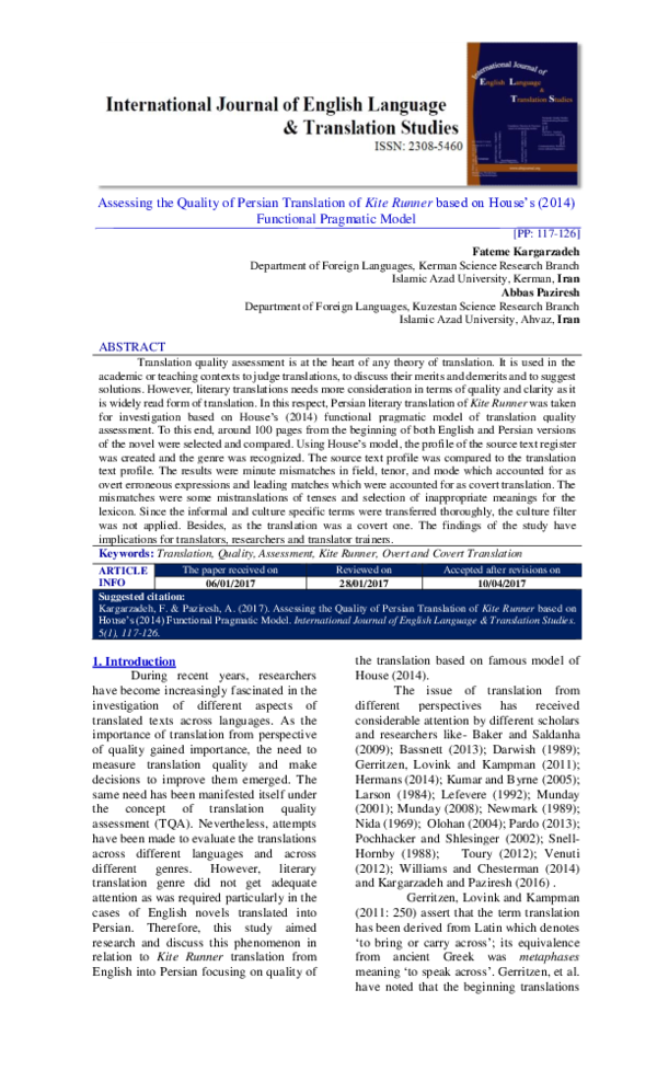 The Kite Runner And Nigeria: Exploring Pragmatic Choices In A Challenging Context The Kite Runner And Nigeria: Exploring Pragmatic Choices In A Challenging Context