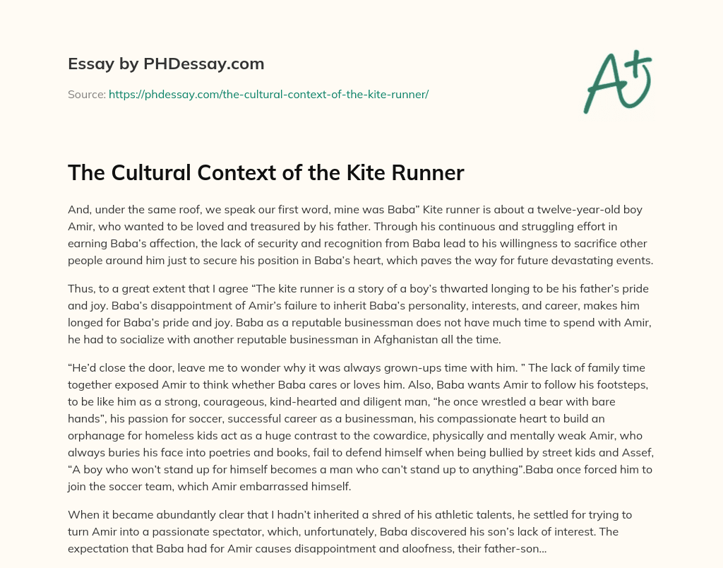 The Kite Runner In A Nigerian Context: A Study Of Pragmatism And Its Consequences The Kite Runner In A Nigerian Context: A Study Of Pragmatism And Its Consequences